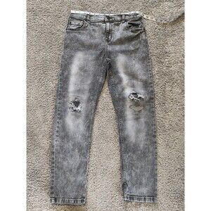 Wonder Nation Boys Slim Jeans Size 14 Husky Adjustable Waist Gray Acid Wash